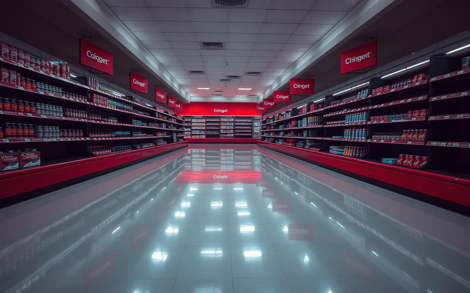 Piso de supermercado com acabamento uniforme após limpeza mecanizada